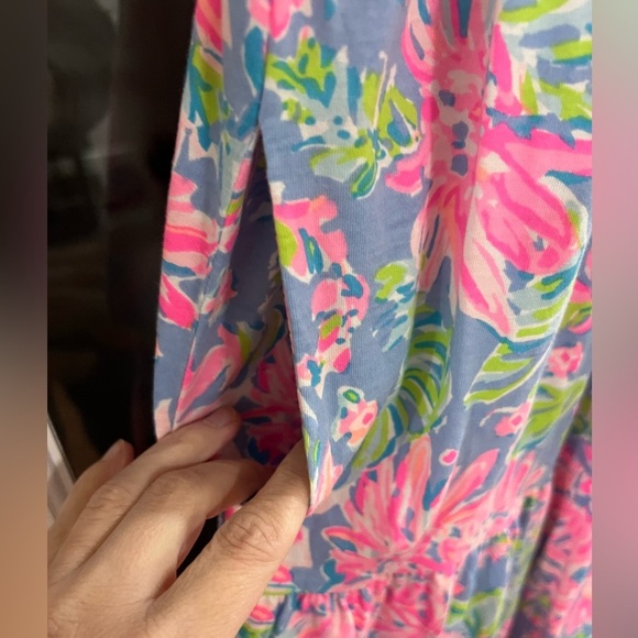 Lilly Pulitzer Loro Midi Tiered Dress - Size L - Blue Peri Sunrise Bay - Picture 12 of 12